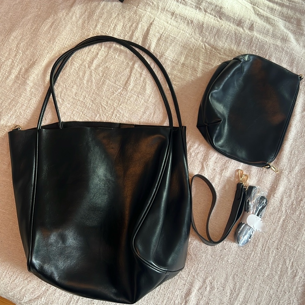Plain Black Purse with Gold Accents